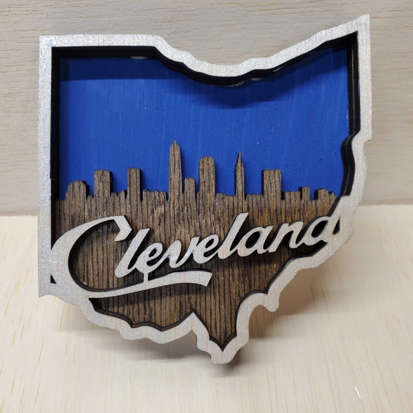 Cleveland Ohio Skyline SVG Laser cut files - 3 Layer Art Piece for decoration, Wall Decor, Laser Ready, Ohio Decor, Digit Cut file