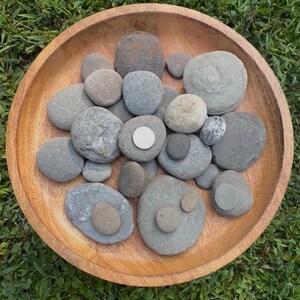 Maine Coastal/River Stones - Stone Coins - Hand Collected Pocket-Sized Stone Decor - Stackable Rocks - Meditation - Craft Supply -Stone Disc