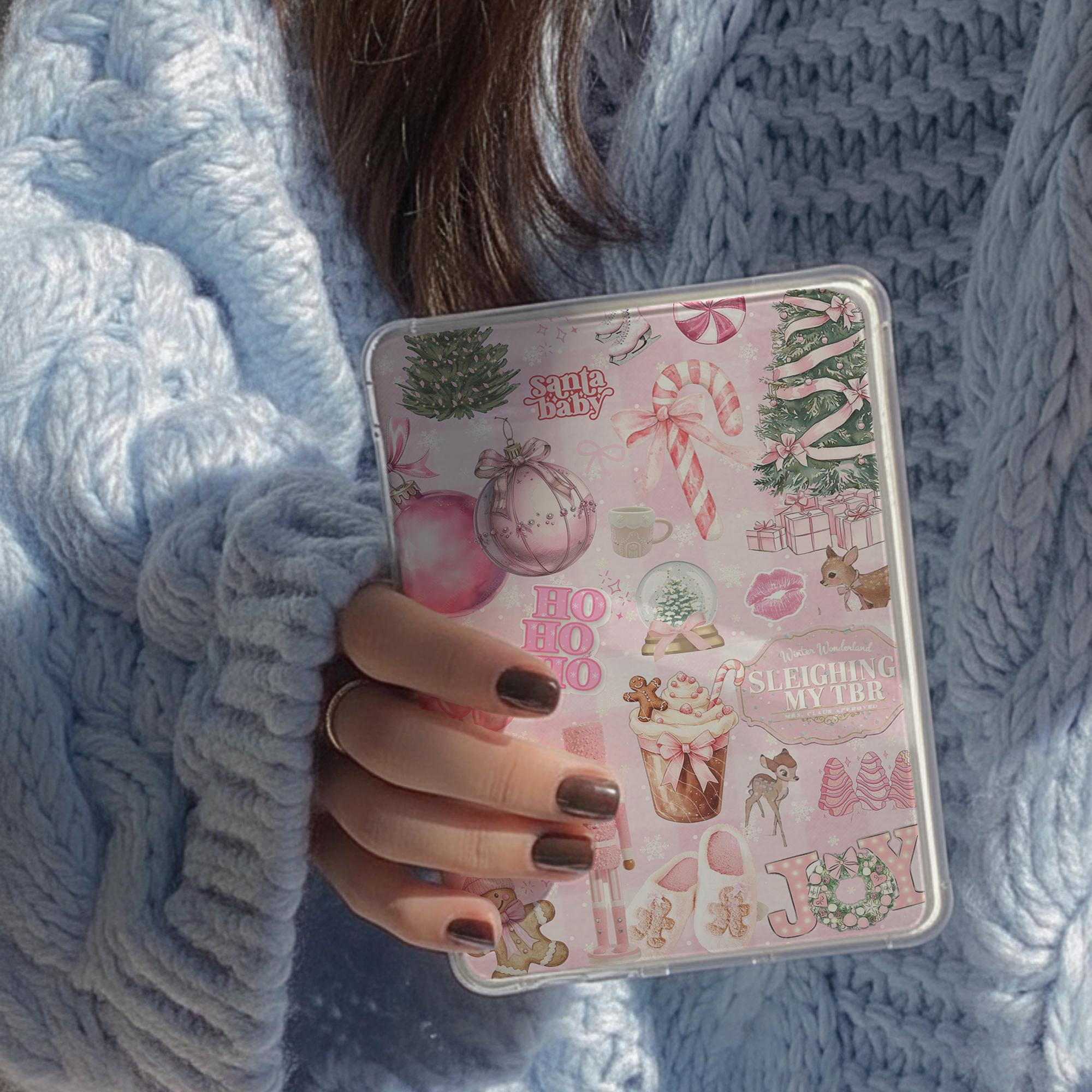 Christmas Kindle Insert for Clear Case, Printable Kindle Cover, Pink ...