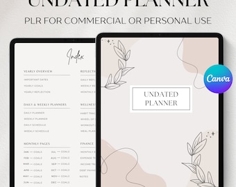 Agenda digitale PLR per la rivendita, modello Canva, agenda modificabile, con collegamenti ipertestuali, agenda Goodnotes per iPad, diritti di rivendita, agenda digitale senza date