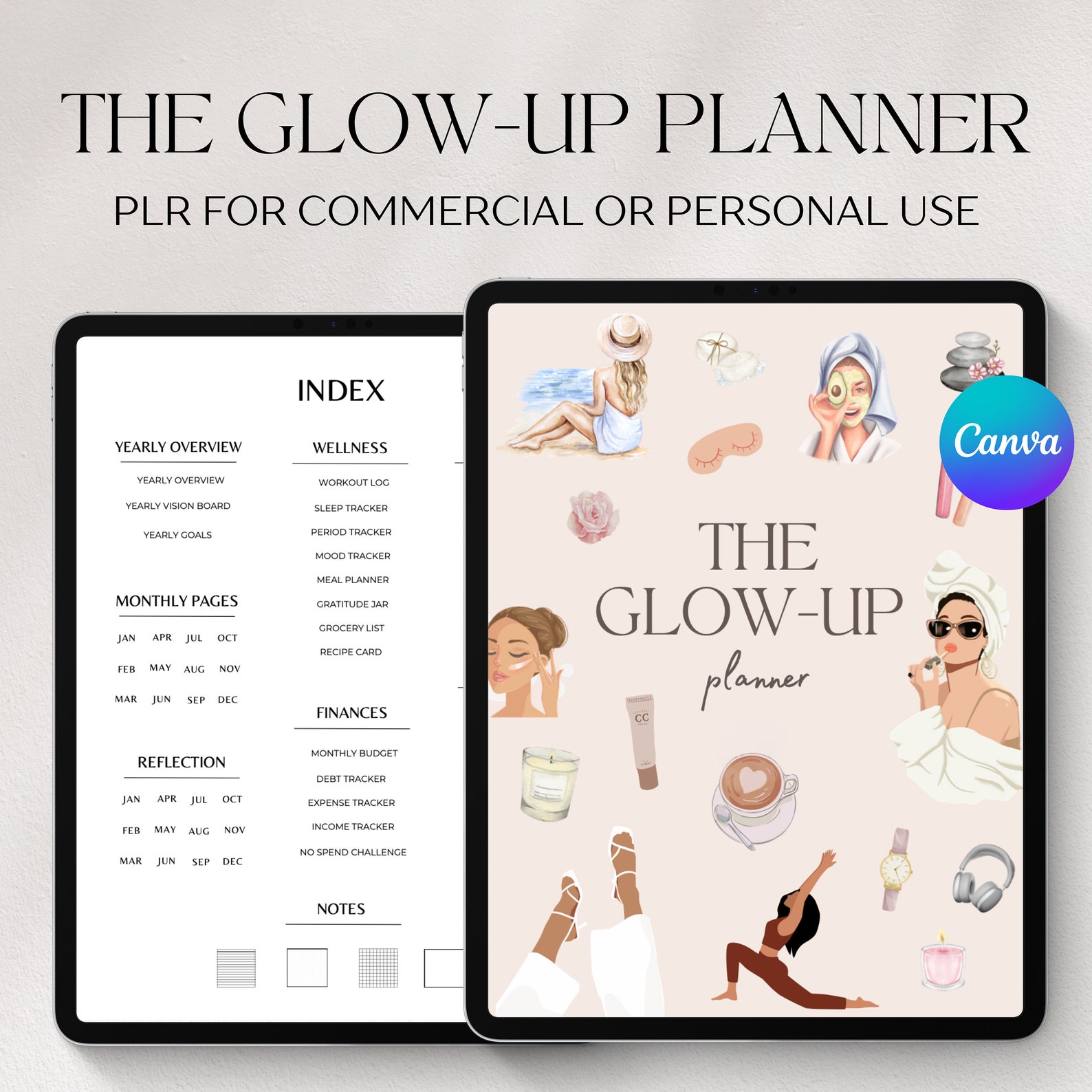PLR Resell Digital Planner, Commercial Use, Canva Editable Template ...