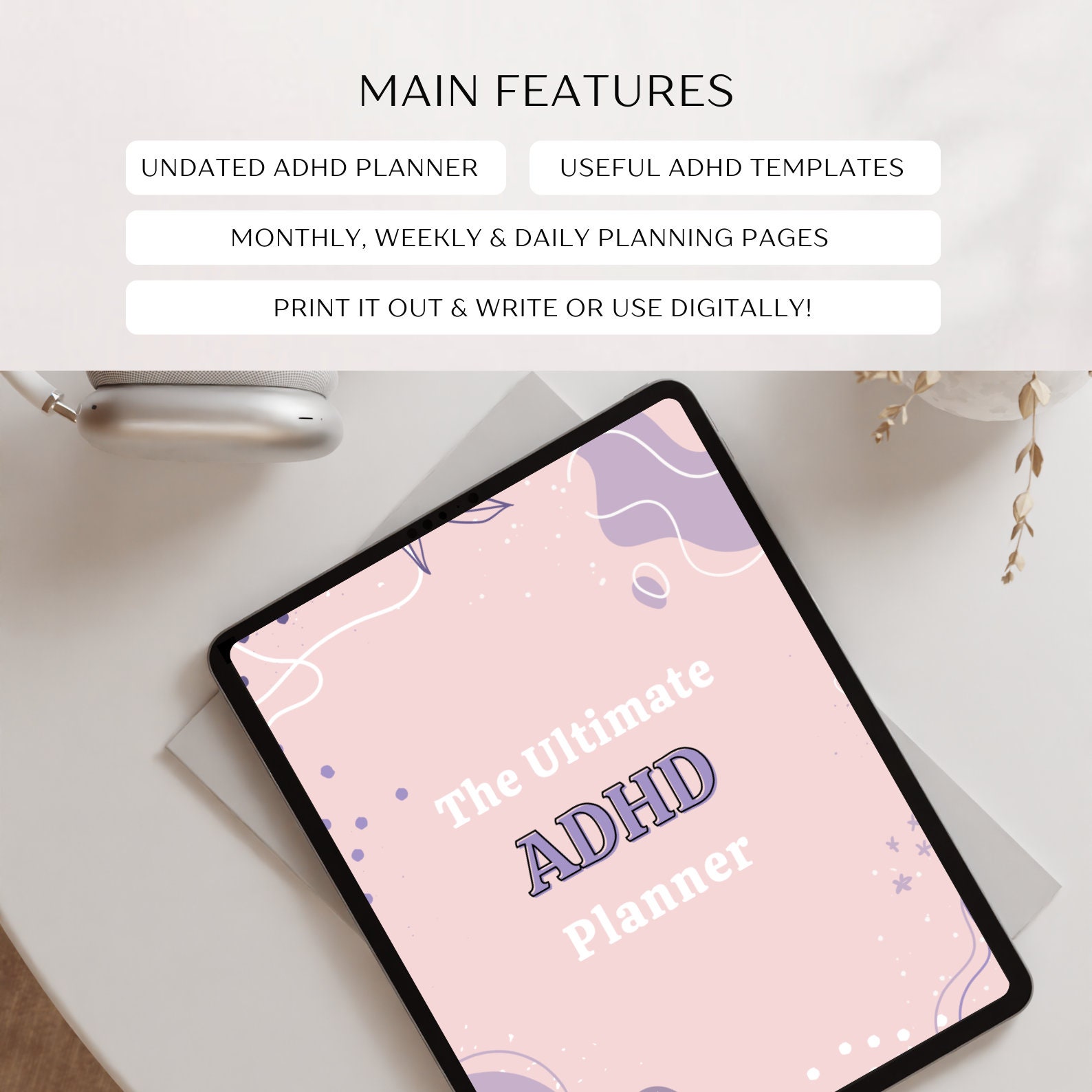 PLR ADHD Digital Planner, Adhd Planner Printable, Adhd Productivity ...