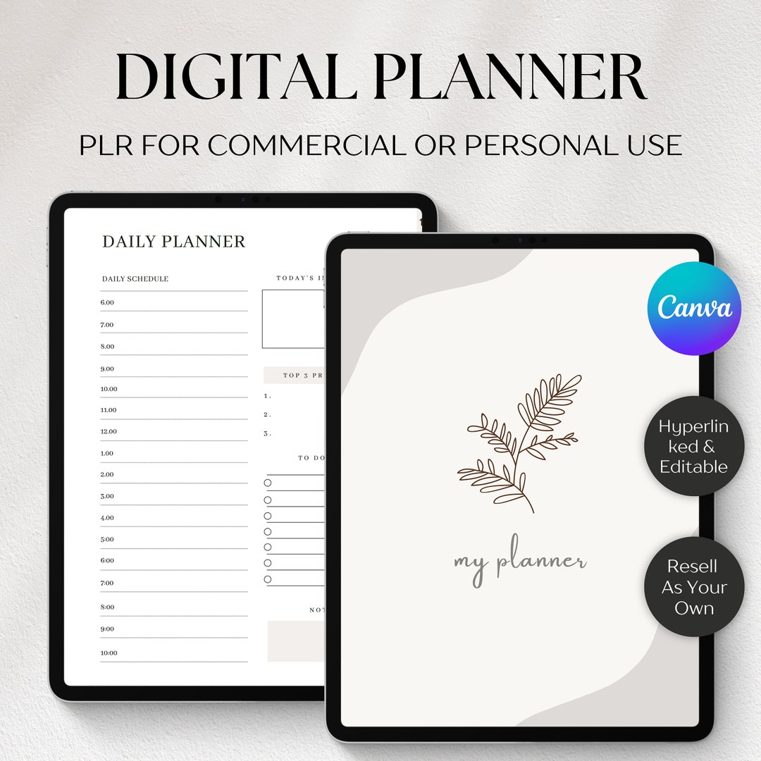 PLR Resell Digital Planner, Canva Template, Commercial Use Editable ...