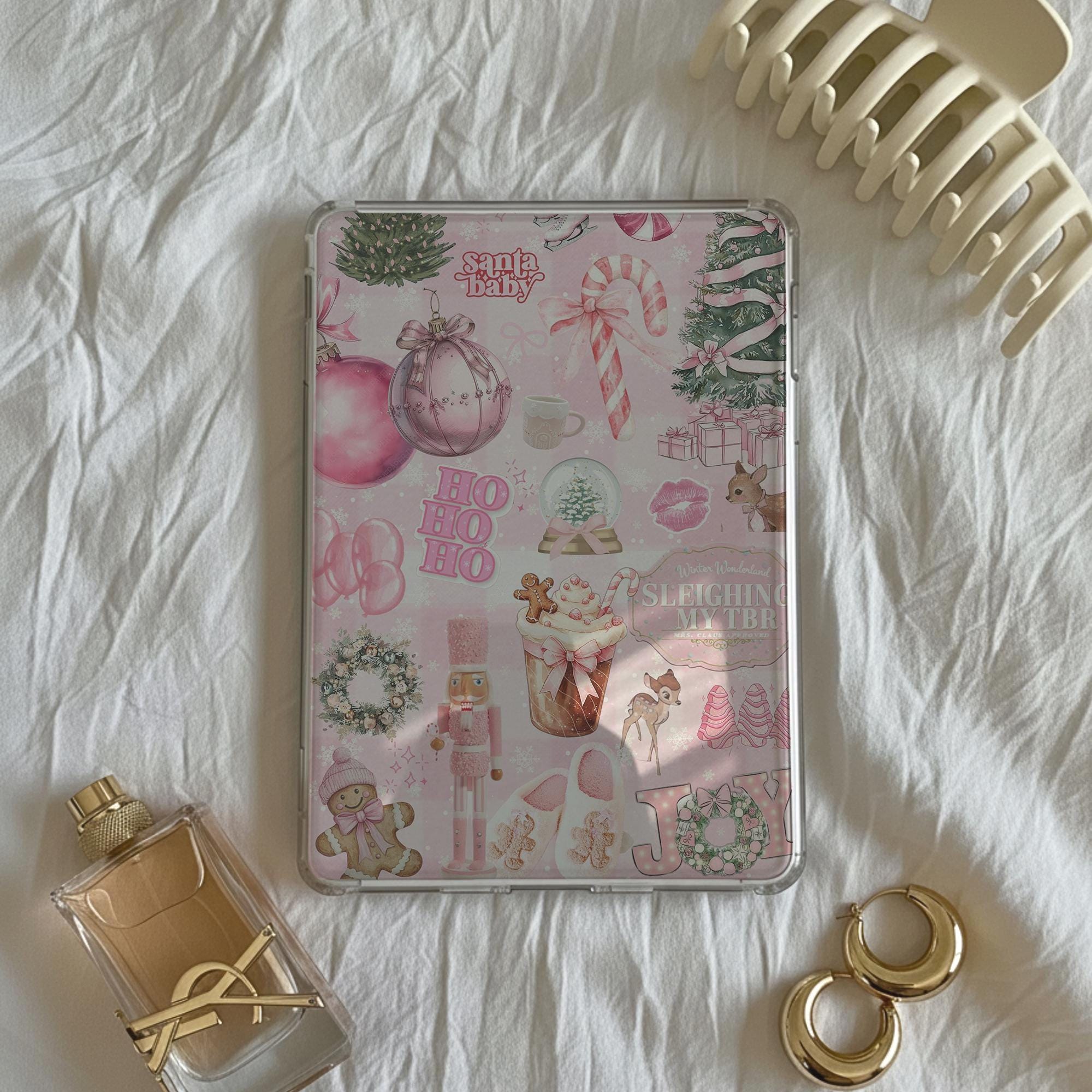 Christmas Kindle Insert for Clear Case, Printable Kindle Cover, Pink ...