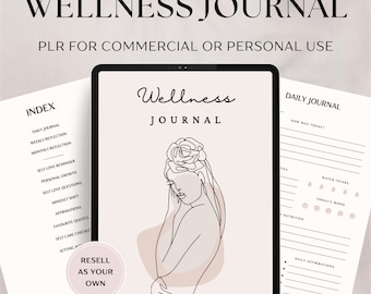 PLR Wellness Journal, Digital Mindfulness Journal, Self Care, Editable Planner Template Canva, PLR Planner, Resell Rights, Commercial Use