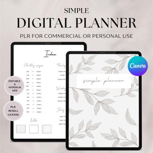 PLR Resell Digital Planner, Canva Template, Commercial Use Editable Planner, Hyperlinked, Goodnotes Planner, PLR Digital Planner To Resell