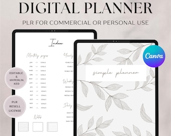 PLR Resell Digital Planner, Canva Template, Commercial Use Editable Planner, Hyperlinked, Goodnotes Planner, PLR Digital Planner To Resell