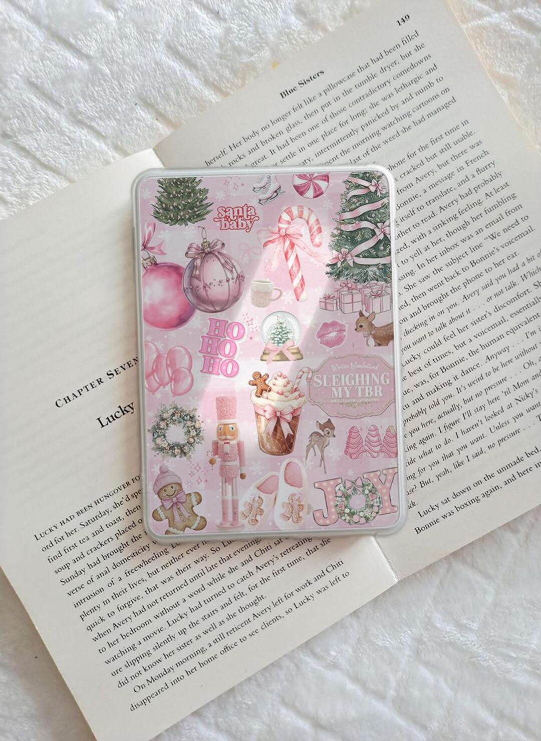 Christmas Kindle Insert for Clear Case, Printable Kindle Cover, Pink ...