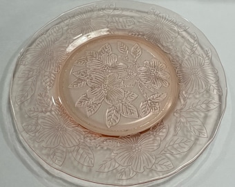 Depression Glass Plate Pink Dogwood