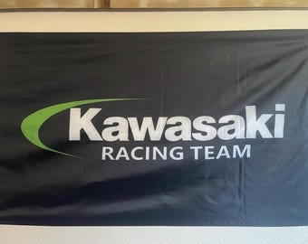 Kawasaki Racing Flag 3x5 Ft – Garage, Man Cave Banner