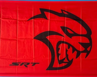 Hellcat Flag 3x5 Ft – Dodge SRT Muscle Car Garage Banner