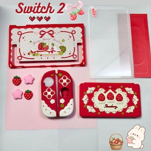 Estuche para control de Strawberry Switch 2, carcasa protectora de silicona, agarres para pulgar, ideal para regalar
