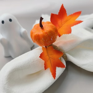 Pumpkin Maple Leaf Napkin Rings: Rustic Thanksgiving Table Decor, Set of 6/12/18/24