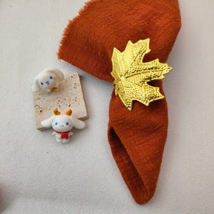 Gold Maple Leaf Napkin Rings, Autumn Thanksgiving Table Decor