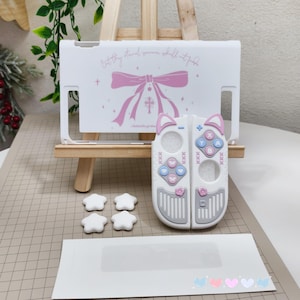 Cat Ear Silicone Controller Case for Switch 2/OLED, Protective Shell with Thumb Grips