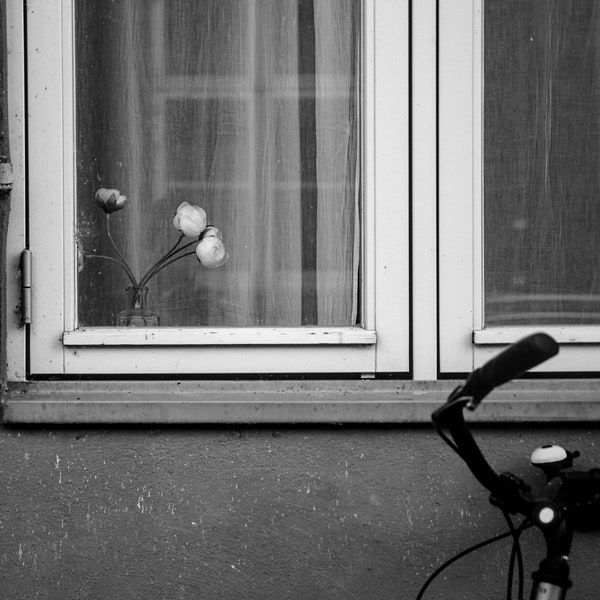 Still life with bicycle - Digital download for self-printing, black and white, monochrome, fine art, simple, minimalist