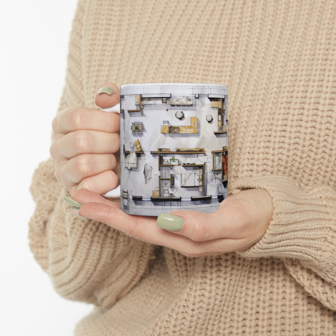 Architectural Coffee Mugs, Floor Plan Coffee Mugs, Gifts for Architect
