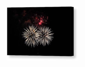 Fireworks Canvas Art, Vibrant 4th of July Digital Print