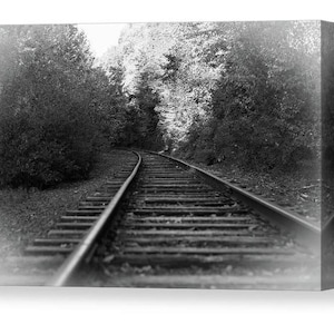 Railroad Tracks Photography: Black and White Train Art (Digital Download)