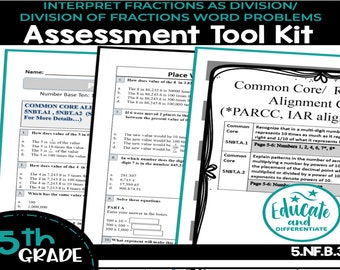 Divide Whole Numbers To make Fractions  in a Word Problem- Understand Fractions as Division Quiz- Math Worksheet- Math Printable