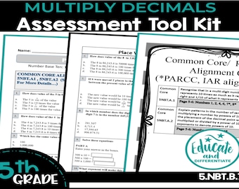 Multiplying Decimals Quiz- 5th Grade Math Worksheet