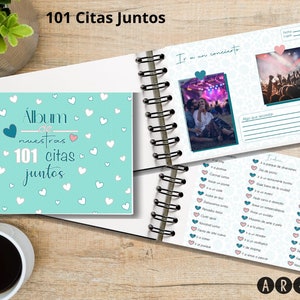 101 Citas Juntos PDF listo para imprimir y hacer tu propio cuaderno,  Tamaño media carta horizontal.