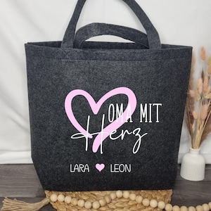 Filztasche Personalisiert, Oma mit Herz, Einkaufstasche,Shopper,Tasche