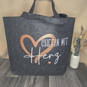 Filztasche Personalisiert, Chefin mit Herz, Einkaufstasche,Shopper