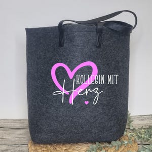 Personalisierte Filztasche, Kollegin mit Herz , Einkaufstasche, Filz Shopper,