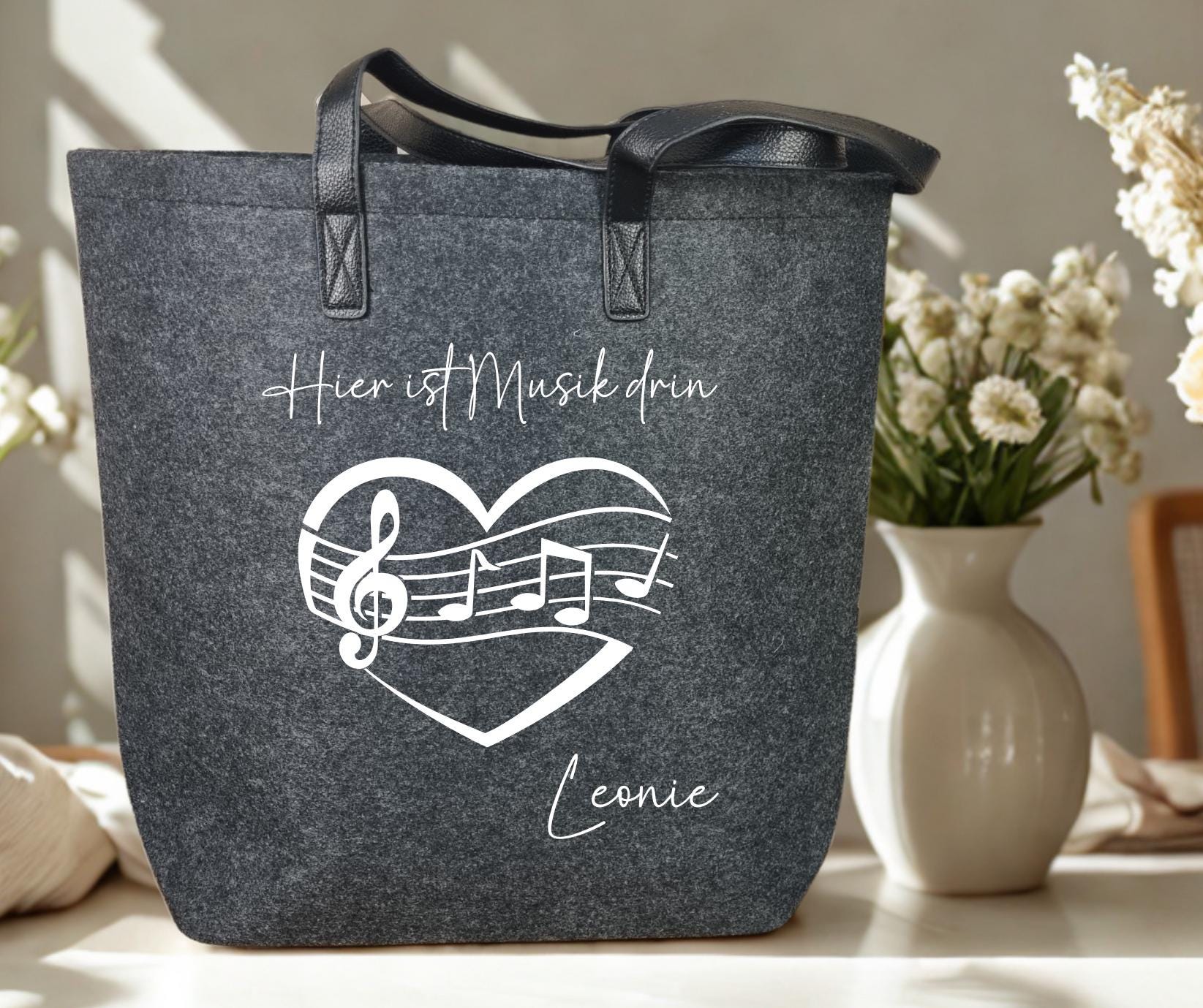 Shopping-Tasche Mit Violinschlüssel-Motiv – Faltbar, 48x37 Cm (geöffnet), Aus Polyester, Geschenk Für Musiker
