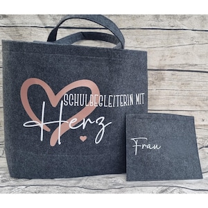 Filztasche Personalisiert, Schulbegleiterin mit Herz, Einkaufstasche, Shopper