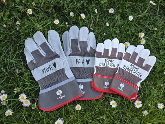 Arbeitshandschuhe personalisiert Bester Papa Geschenk | Vatertag Geschenk Papa | Leder Gartenhandschuhe Herren DIY Werkstatt
