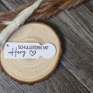 Einkaufswagenlöser personalisiert, Schulleiterin mit Herz, Einkaufswagenchip, Wagenlöser