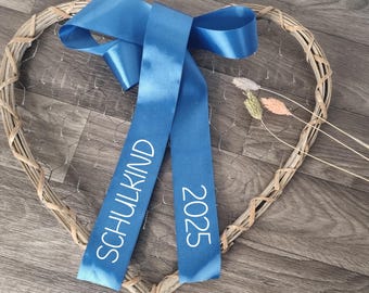 Personalized bow for school cone, satin ribbon with name & year for starting school, schoolchild 2026