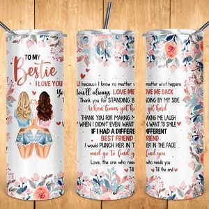 Para meu melhor amigo 20 onças Skinny 12 onças SippyTumbler Design de sublimação Tumbler Wrap Download instantâneo arquivo PNG