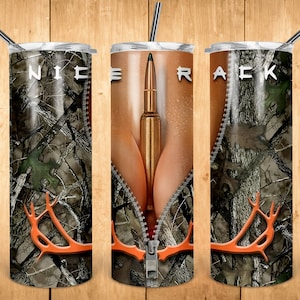 Nice Rack Hunting - 20 onças Skinny 12 onças SippyTumbler Sublimation Design Tumbler Wrap Download instantâneo arquivo PNG
