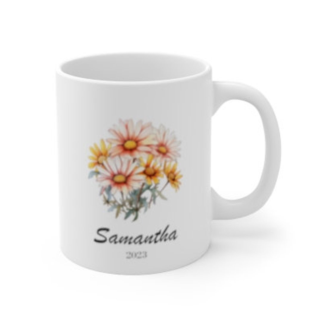 Birth Flower Mugs - April (A), Daisy, Custom, Personalized Gift ...