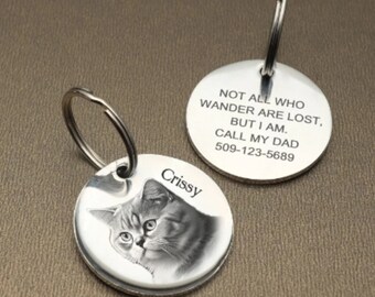 Personalized Dog Tag with Photo - Custom Pet ID Tag, Stainless Steel Pet Tag for Dogs and Cats, Memorial Pet Keychain