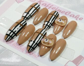 Teddy Chique | Press On Nails | Almond square stiletto coffin | Long nails | Short nails | Gel nails | Simple Nails | Cute Nails