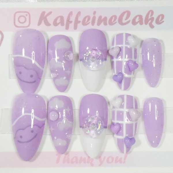 Purple Putty Ditto | Press On Nails | Almond Square Stiletto Coffin | Long Nails | Short Nails | Gel Nails | Purple Nails | Cute Nails