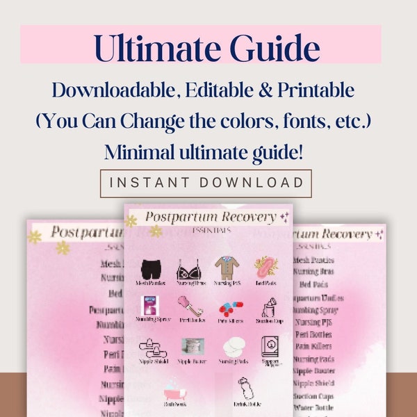 postpartum pregnancy checklist planner, postpartum checklist, postpartum care planner, postpartum bundle, New mom survival kit,Baby arrival