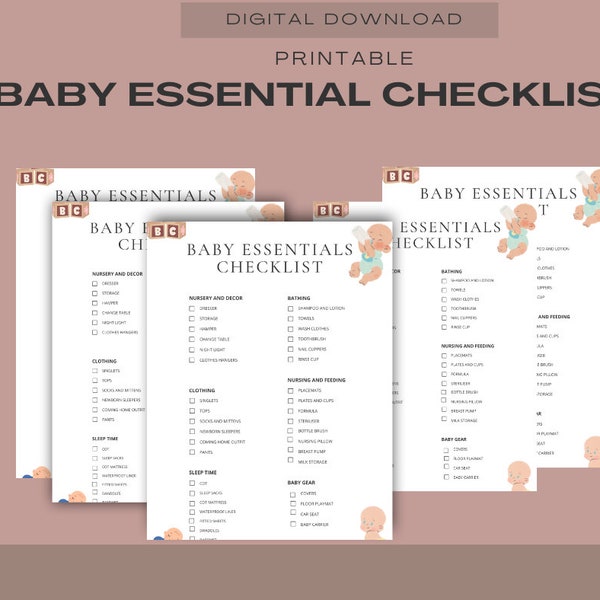 All in one baby essential, must have baby essential ,baby essential checklist notepad, parenting planner, new parent gift, nursery organizer