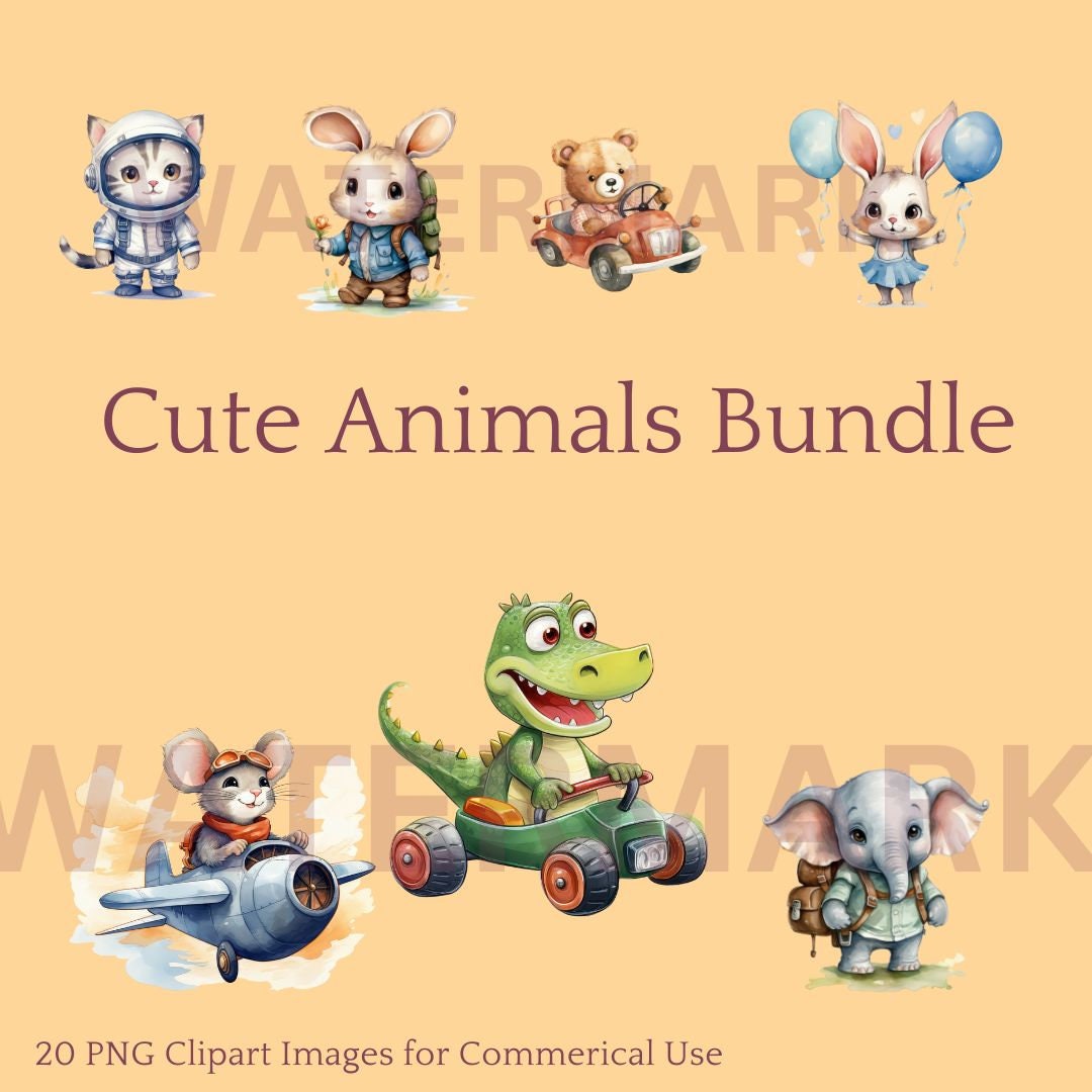 Cute Animals Bundle PNG - Etsy