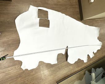 White Genuine Leather Hide- Full Grain Upholstery Leather | 3.5-4oz (1.5mm) Soft Cowhide for Bags, Crafts, Chairs, Jackets | 26 sq ft