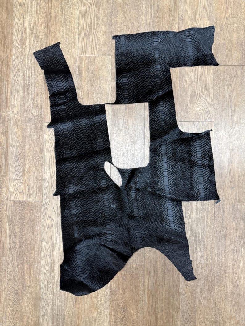 4.8 Sqft Black Python Print Embossed Baby Calf Hair - Etsy