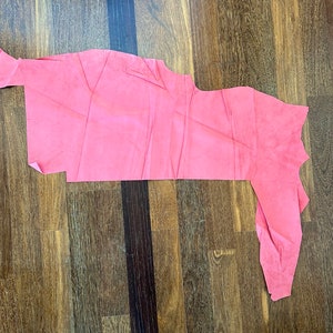 Pig Suede 2.95 sqft 1/3 Hide Red Leather Suede Scrap Red 0.5-0.6mm