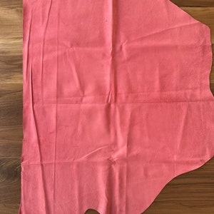 Pig Suede 5.2 sqft Half Hide Red Leather Suede Scrap Red 0.5-0.6mm