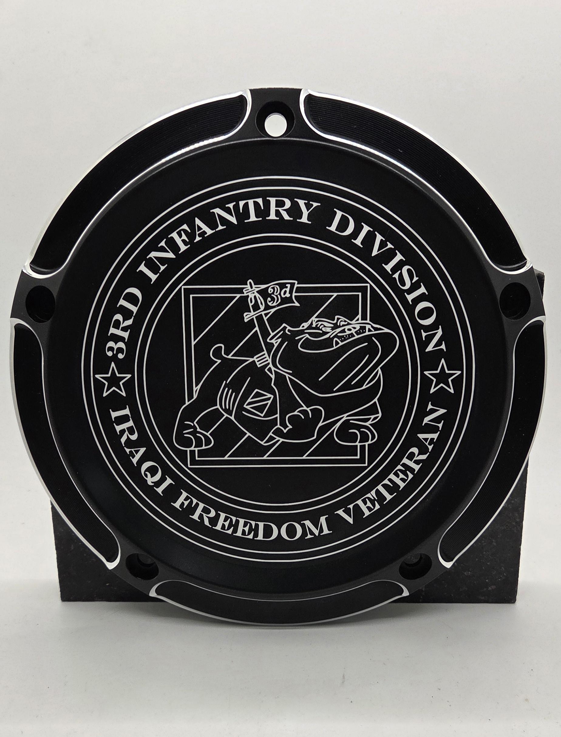 Customizable Billet Aluminum Derby Cover - Black Laser Engraved