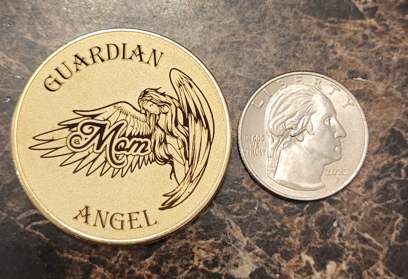 Custom Fingerprint Coin Gift for Family Guardian Angel Coin Memorial