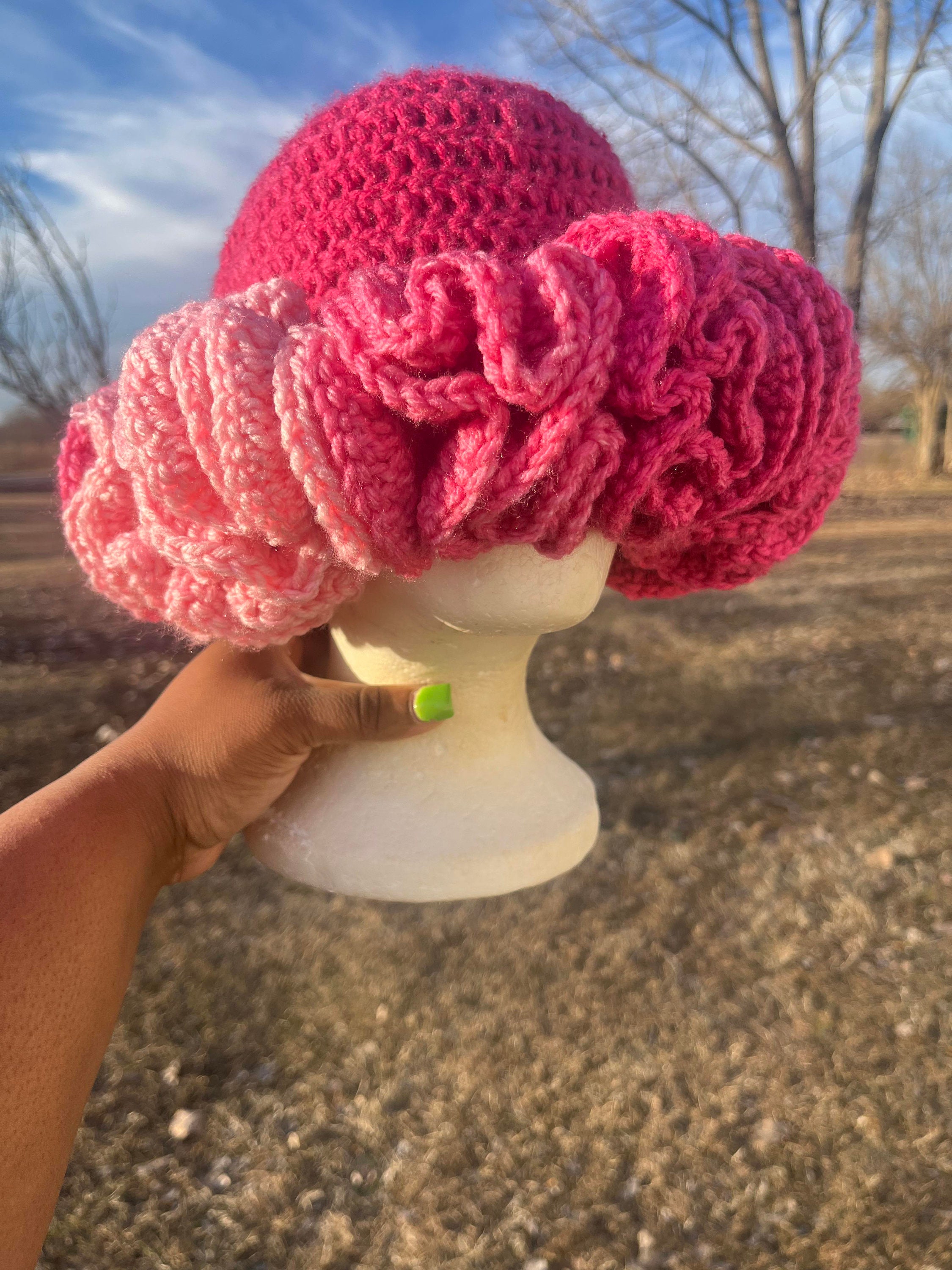 Pink Crochet Ruffles Barbie Pink Crochet Ruffle Hat - Etsy